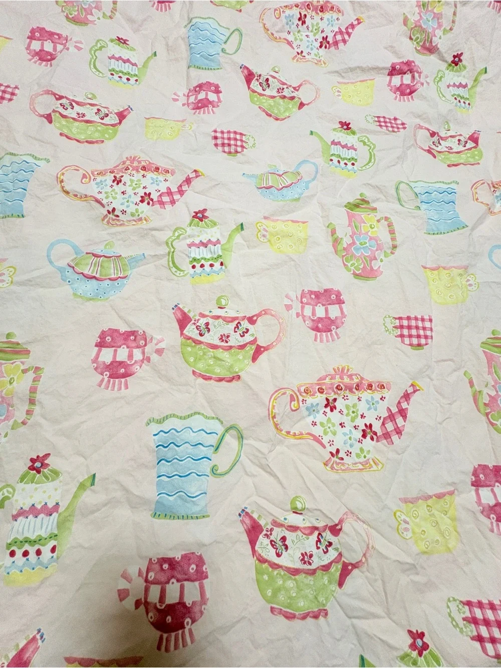 Pottery Barn Kids Julianne Twin Duvet Cover Pink Tea Party Teapot Print